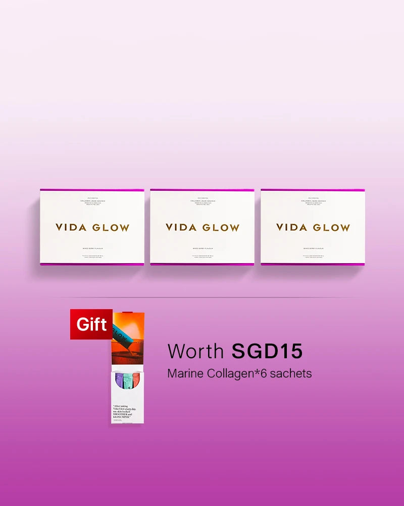 VIDAGLOW Collagen Liquid Advance VIP Bundle 7 boxes + Free Reds*10 sachets