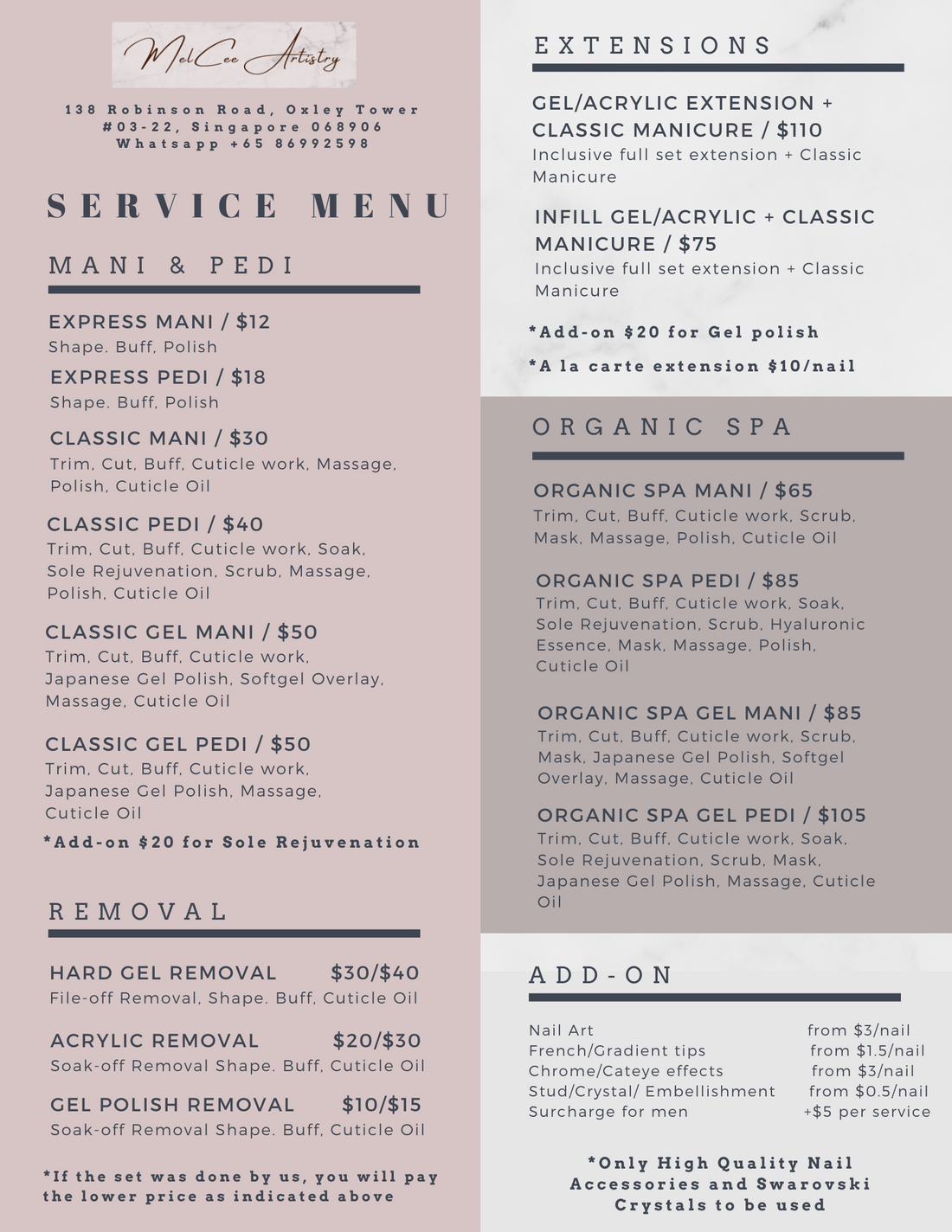 SERVICE MENU