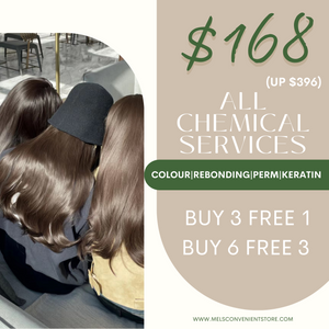 FEBRUARY ALL CHEMICAL SERVICES AT $168 (COLOUR/REBONDING/PERM/KERATIN)