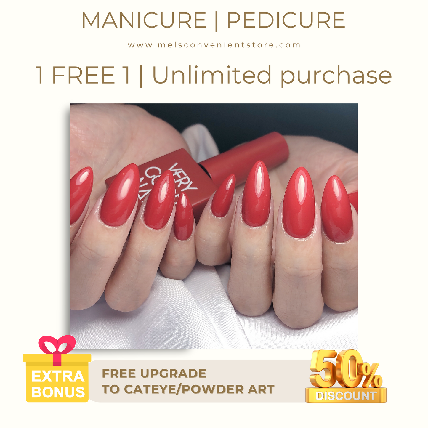 11.11 BIGGEST SALE PEDICURE WITH FREE UPGRADE TO CATEYE/POWDER ART