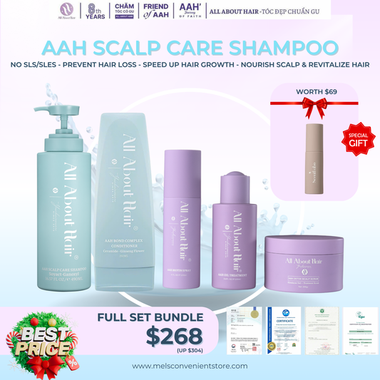 CHRISTMAS BUNDLE AAH ADVANCE SCALP CARE SHAMPOO, BIOTIN SPRAY & FULL SET
