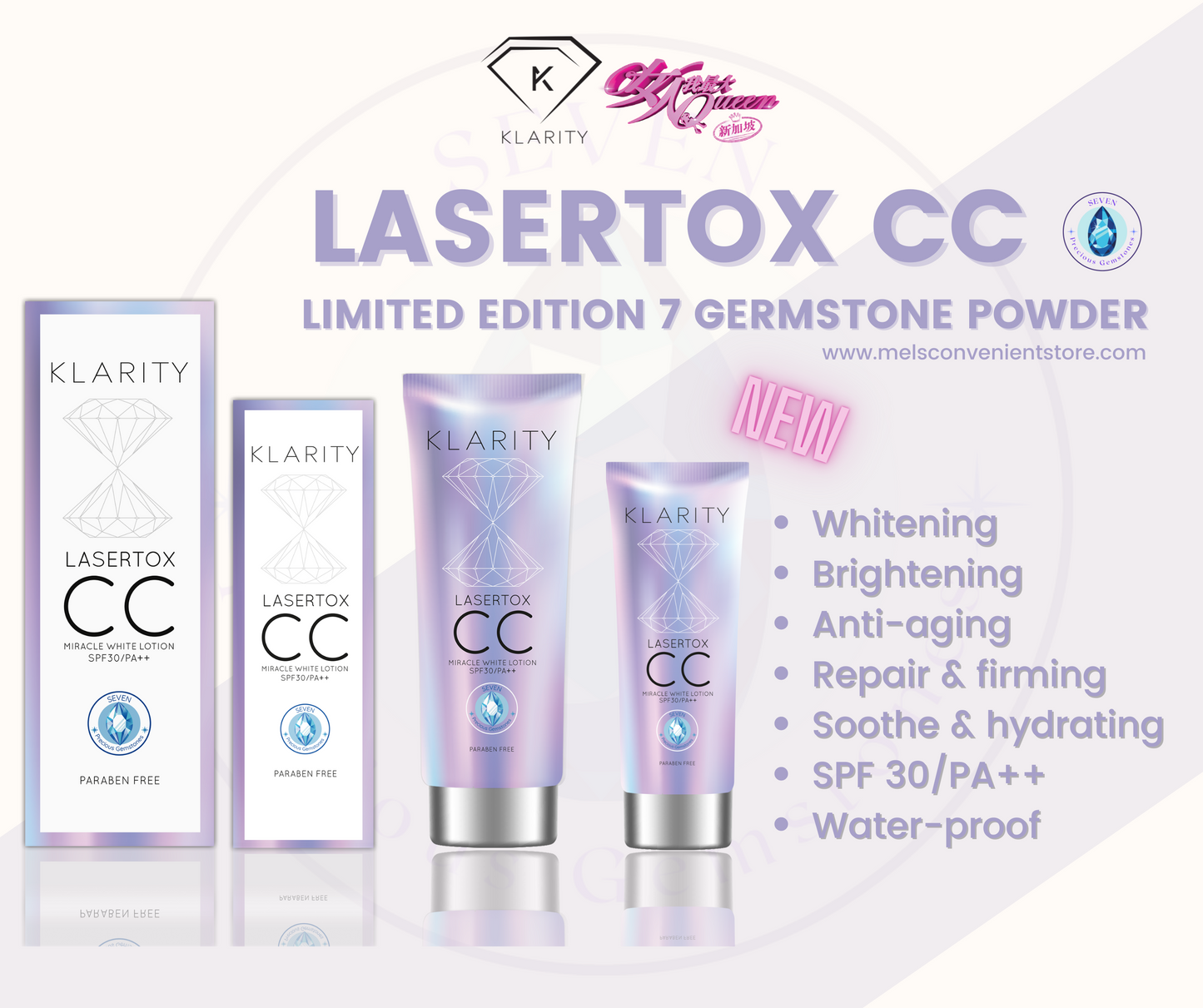 BUY 2 FREE 1 (Limited Edition Version) KLARITY LASERTOX CC MIRACLE WHITE LOTION 30ML